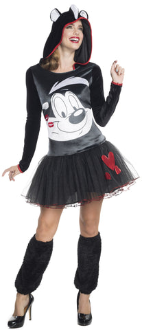 PEPE LE PEW HOODED DRESS COSTUME, ADULT - SIZE L