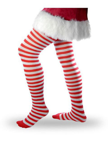 Womens Striped Tights  Red and White